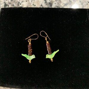 Handcrafted Coconut Shell Bird Earrings (NEW)